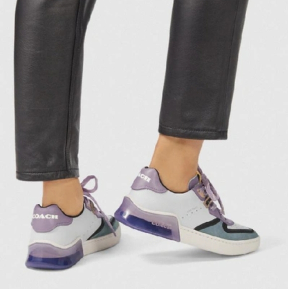 Coach women's citysole Court Sneakers Shoes Lace Up Light/C Blue Lilac Purple - Picture 1 of 13